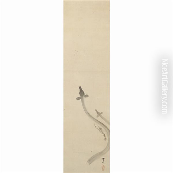 Ascending Eel Oil Painting by Kimura Buzan