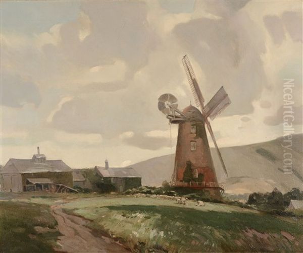 Polegate Windmill Oil Painting by Edwin Byatt