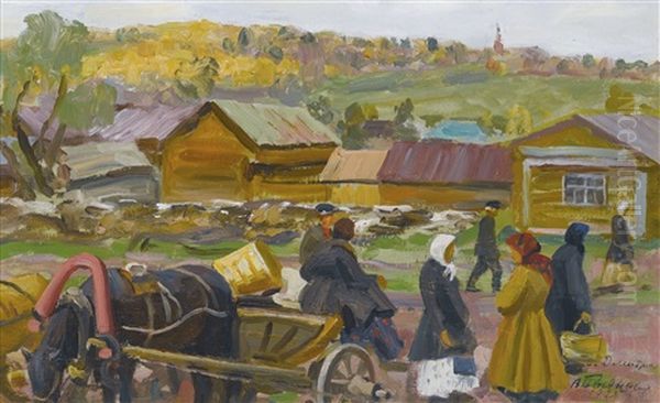 View Of Dmitriev Oil Painting by Vyacheslav Pavlovich Bychkov