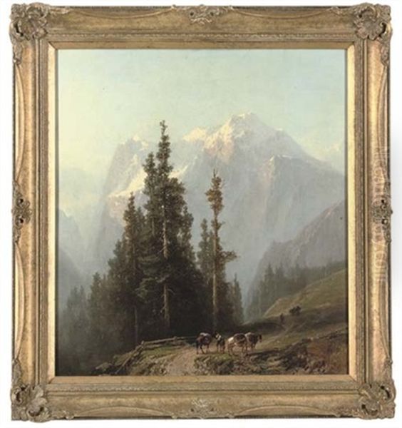 A Pass Through The Mountains Oil Painting by Alfred Eduard Agenor de Bylandt