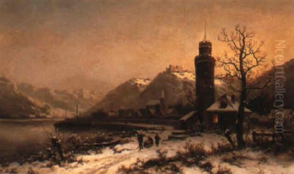 Oberwassel Am Rhine Oil Painting by Alfred Eduard Agenor de Bylandt