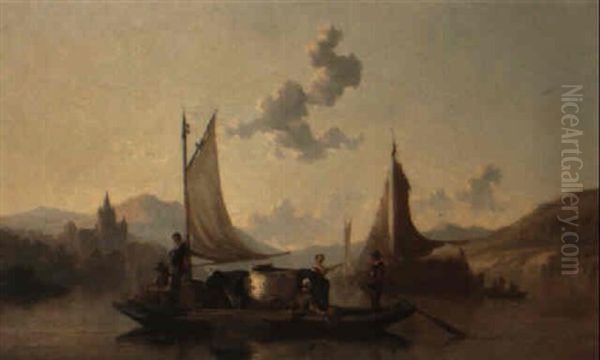 Le Passage Du Bac Oil Painting by Alfred Eduard Agenor de Bylandt