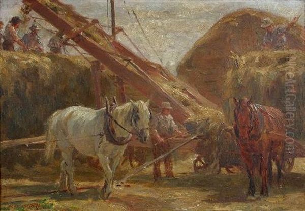 The Hayrick Oil Painting by William Hounsom Byles