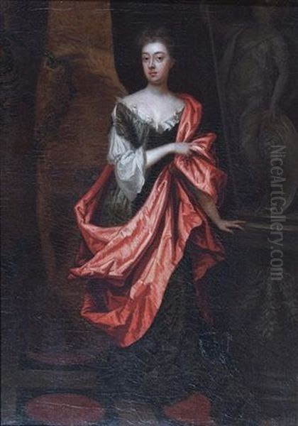 Princess Anne (later Queen) (1665-1714) Holding A Sprig Of Blossom (+ 2 Others; 3 Works) Oil Painting by Edward Byng