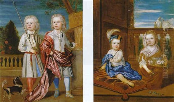 Portrait Of Two Young Boys Oil Painting by Robert Byng