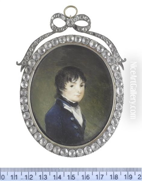 Captain Henry John Peachey, 3rd Baron Selsey (1787-1838), When A Midshipman, Wearing Blue Coat With Standing Collar, White Waistcoat, Chemise And Black Stock Oil Painting by Mary Byrne