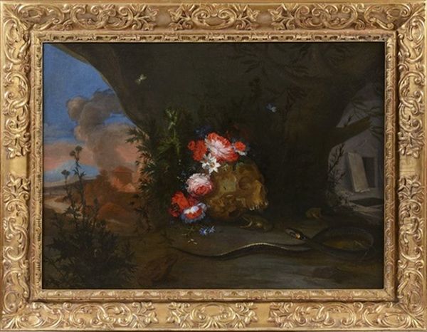 Memento Mori Oil Painting by Johann Rudolf Byss