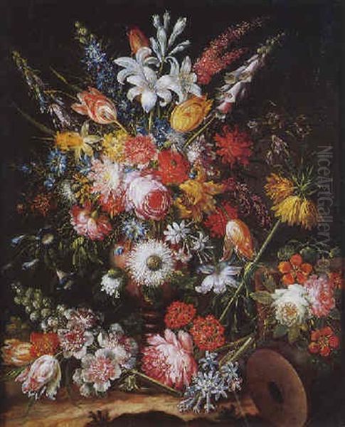 Bouquet De Fleurs Oil Painting by Johann Rudolf Byss