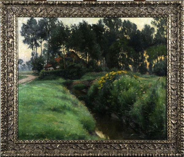 Paysage Avec Riviere Oil Painting by Edgard Bytebier