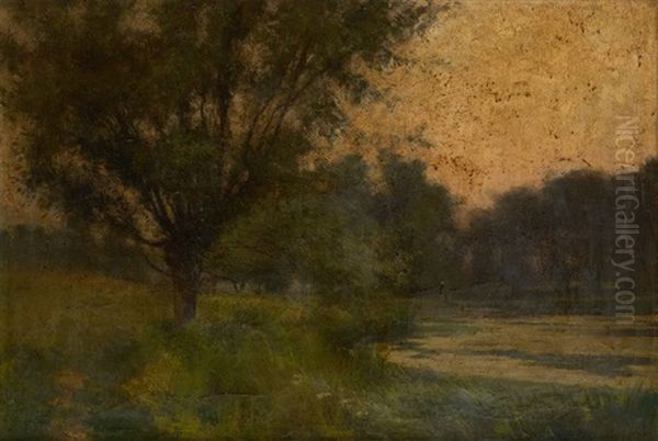 Coucher De Soleil Sur L'etang Oil Painting by Edgard Bytebier