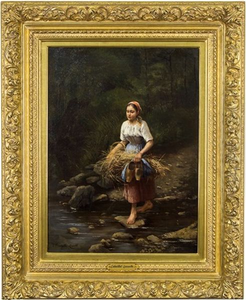 Shepherdess Oil Painting by Louis Simon Cabaillot Lassalle