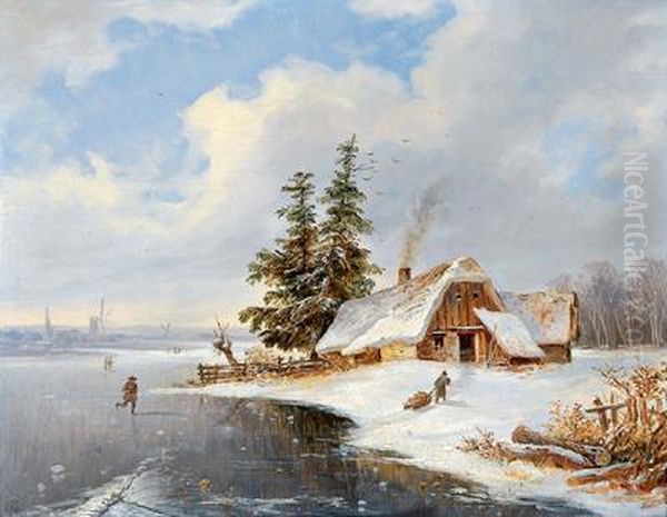 Winterlandschaft Oil Painting by Joseph Altenkopf