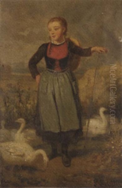 The Goose Girl Oil Painting by Louis Simon Cabaillot Lassalle