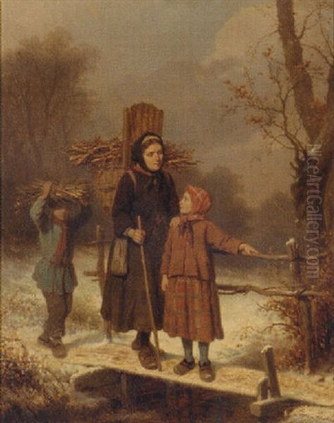 The Wood Gatherers Oil Painting by Louis Simon Cabaillot Lassalle