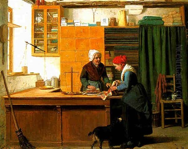 At The Haberdasher's Oil Painting by Louis Simon Cabaillot Lassalle