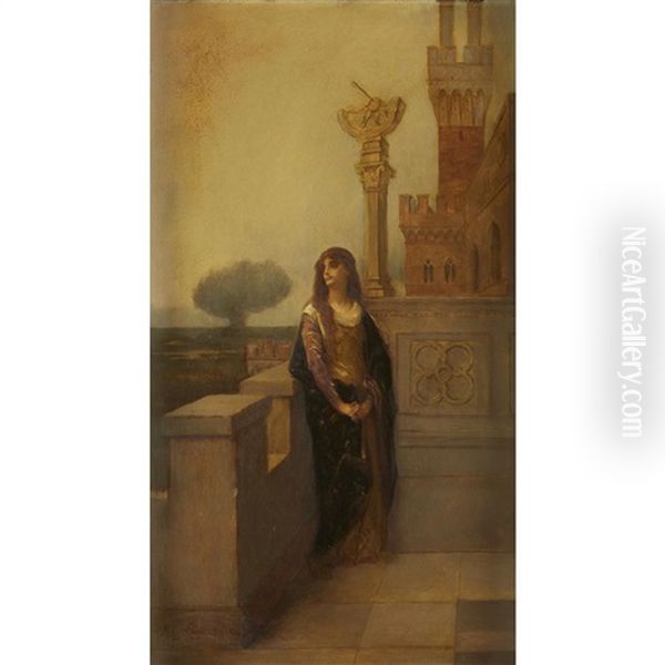 Woman On A Balcony Oil Painting by Alexandre Cabanel