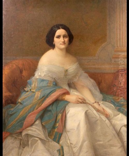 Portrait De Madame Isaac Pereire Oil Painting by Alexandre Cabanel