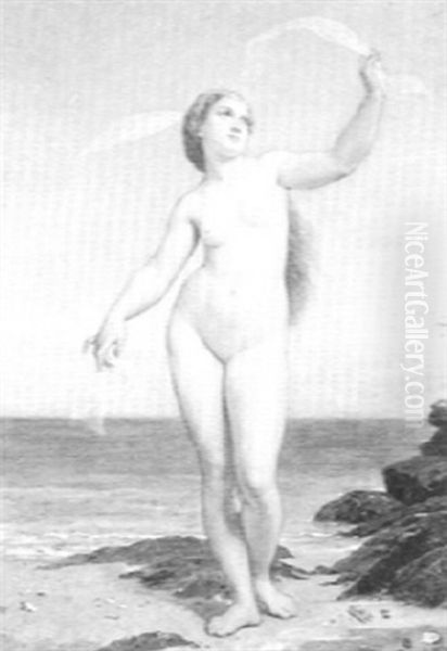 Nymphe Deboout Sur La Plage Oil Painting by Alexandre Cabanel