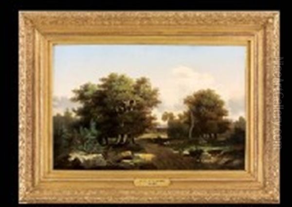 Scene De Campagne, Plaine De Barbizon Oil Painting by Nicolas Louis Cabat