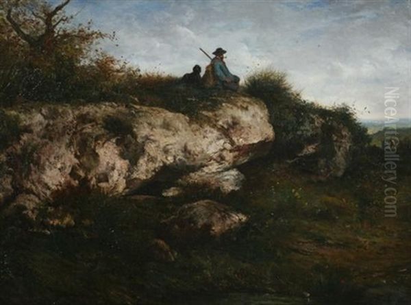 Le Chasseur Oil Painting by Nicolas Louis Cabat