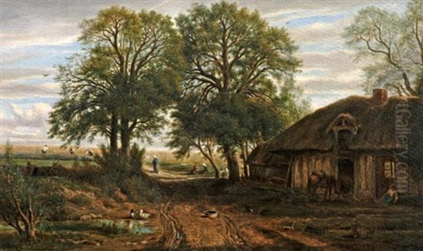 La Vie A La Ferme Oil Painting by Nicolas Louis Cabat