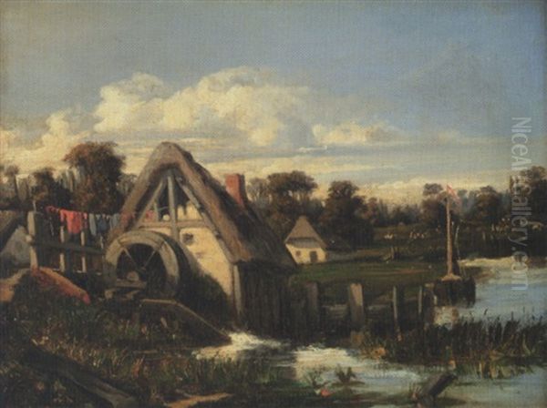 Moulin A Eau Pres D'aumale Oil Painting by Nicolas Louis Cabat