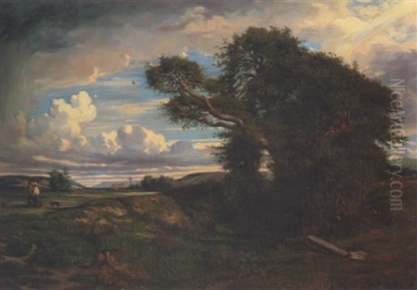 Les Plaines D'arques (le Buisson) Oil Painting by Nicolas Louis Cabat