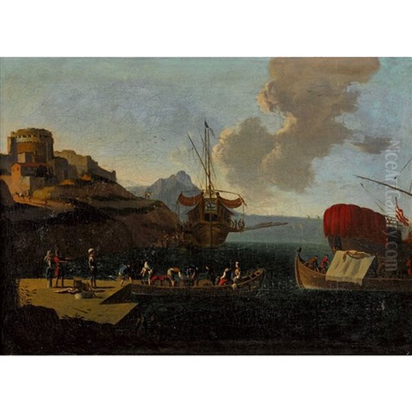 Sudliche Hafenszene Oil Painting by Adriaen Van Der Cabel