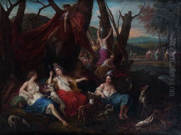 Diane Et Ses Compagnes Au Retour De La Chasse Oil Painting by Adriaen Van Der Cabel