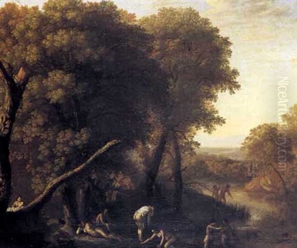 Paesaggio Con Ninfe Oil Painting by Adriaen Van Der Cabel