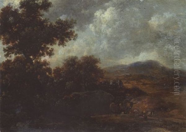 Baumlandschaft Oil Painting by Adriaen Van Der Cabel