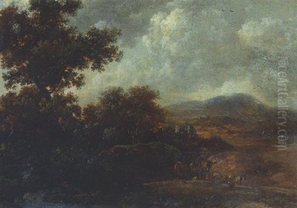 Baumlandschaft Oil Painting by Adriaen Van Der Cabel