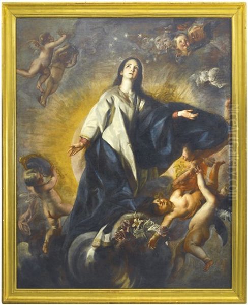 The Assumption Of The Virgin Oil Painting by Juan Martin Cabezalero