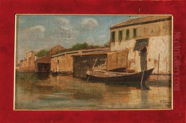 Murano Oil Painting by Vincenzo Cabianca