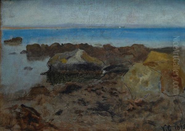 Scogliera A Castiglioncello Oil Painting by Vincenzo Cabianca