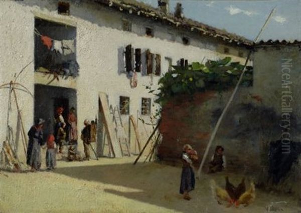 Cascina Veneta Oil Painting by Vincenzo Cabianca