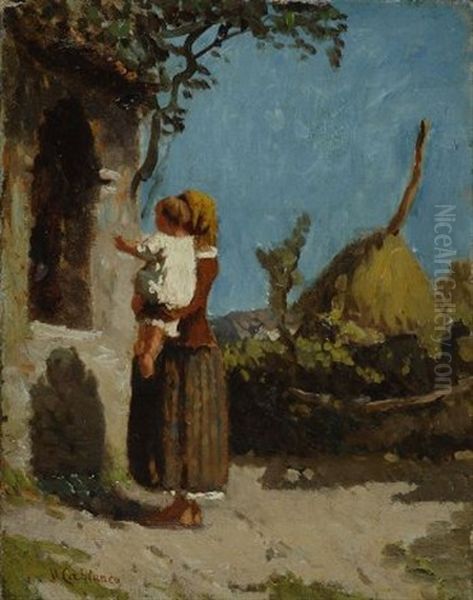 Sosta All'edicola Oil Painting by Vincenzo Cabianca