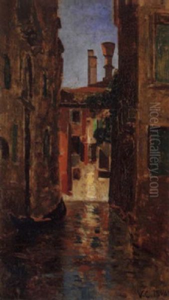 Canale A Venezia Oil Painting by Vincenzo Cabianca