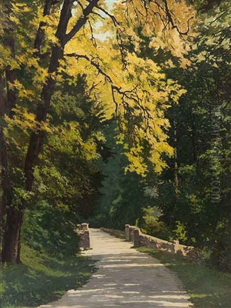 Spazierweg Im Lichtdurchfluteten Park Oil Painting by Louis Alexandre Cabie