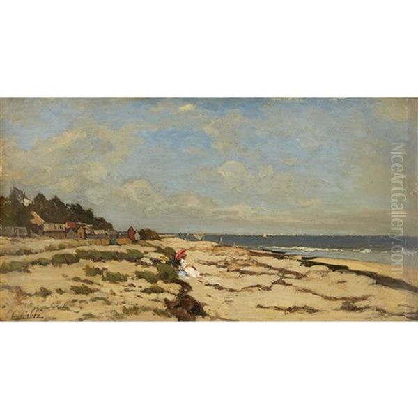 Beach Scene Oil Painting by Louis Alexandre Cabie