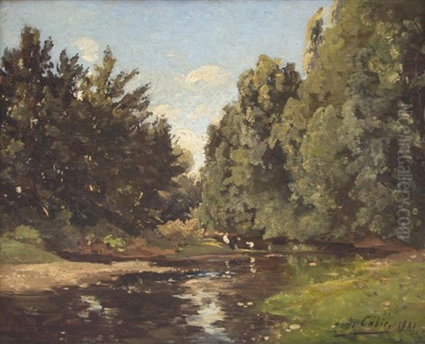 Les Aulnes Du Ruisseau Oil Painting by Louis Alexandre Cabie