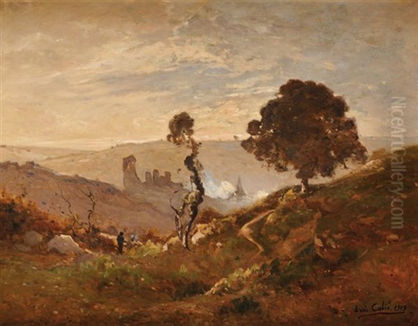 Paysage Aux Ruines Oil Painting by Louis Alexandre Cabie