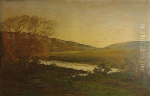 Paysage Boise A La Riviere Oil Painting by Louis Alexandre Cabie