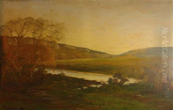 Paysage Boise A La Riviere Oil Painting by Louis Alexandre Cabie