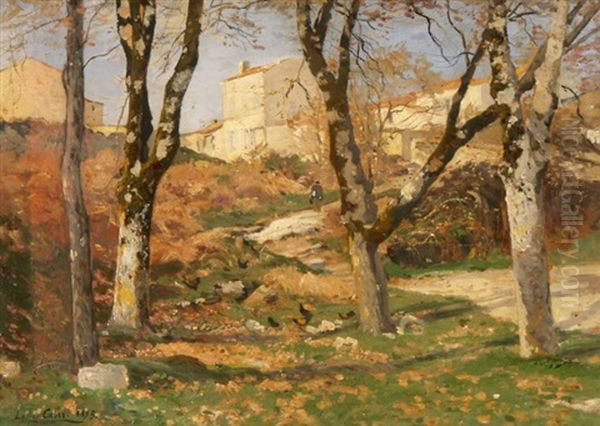 Herbstlandschaft Mit Birken Oil Painting by Louis Alexandre Cabie