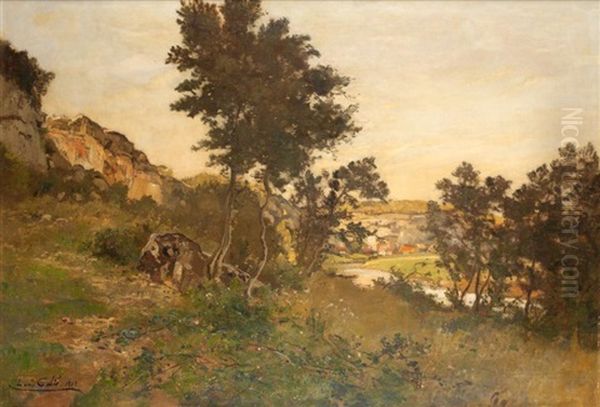 Paysage Aux Rochers Oil Painting by Louis Alexandre Cabie