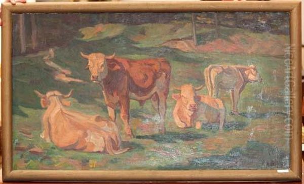 Quatre Vaches Oil Painting by Paul Altherr