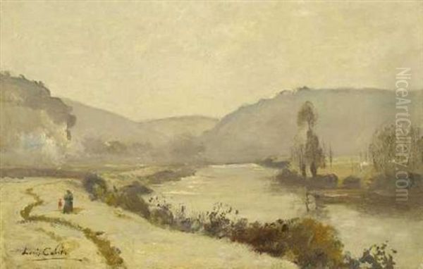 Flusslandschaft Oil Painting by Louis Alexandre Cabie