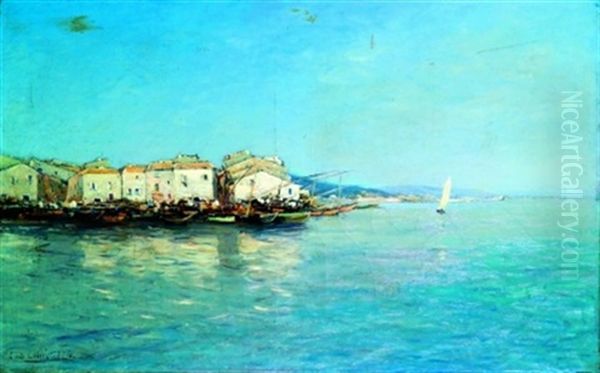 Vue Des Martigues Oil Painting by Louis Alexandre Cabie