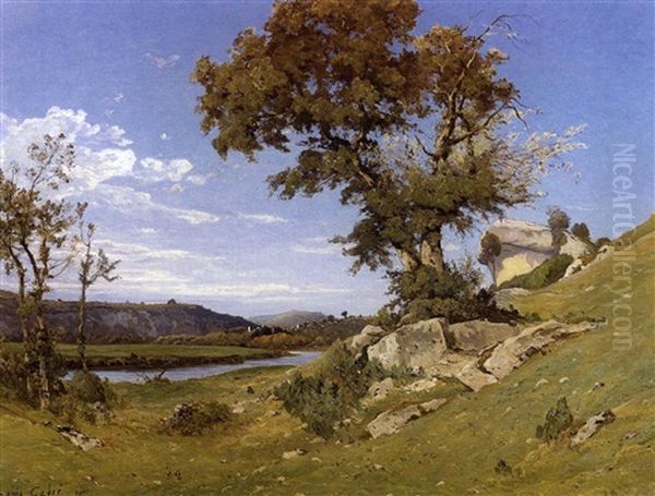 Paysage De La Dordogne Oil Painting by Louis Alexandre Cabie